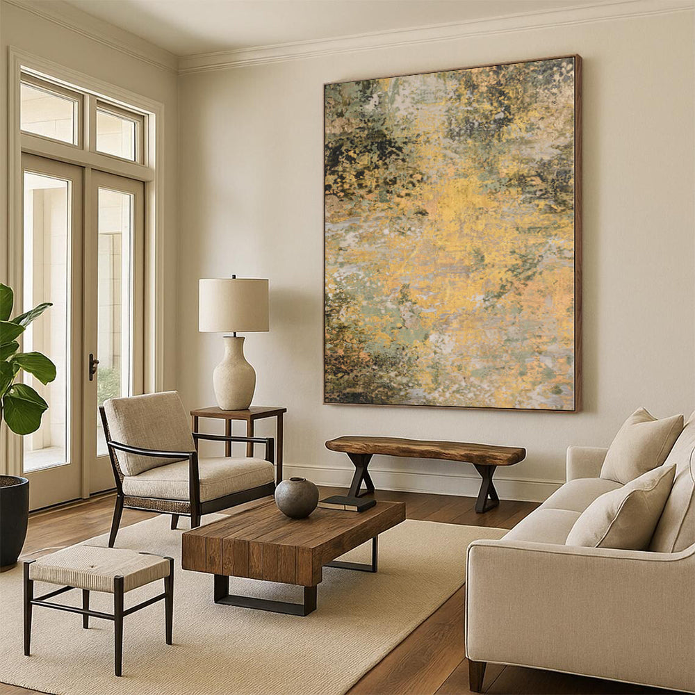 “Golden Hues Abstract” - Nature - Inspired Abstract Painting On Canvas PS0075