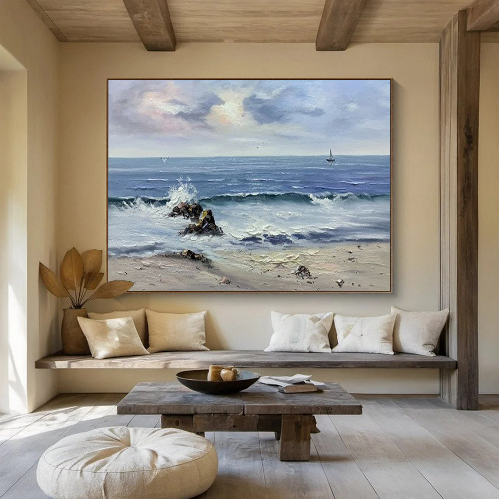 “Seascape with Rocks” - Realistic Coastal Painting On Canvas PT190