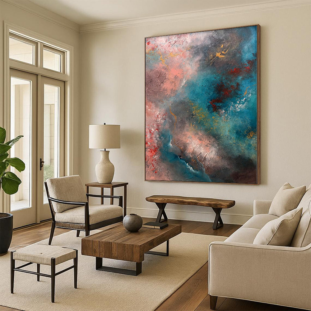 “Colorful Abstract Eruption” - Expressive Abstract Painting On Canvas PS0053