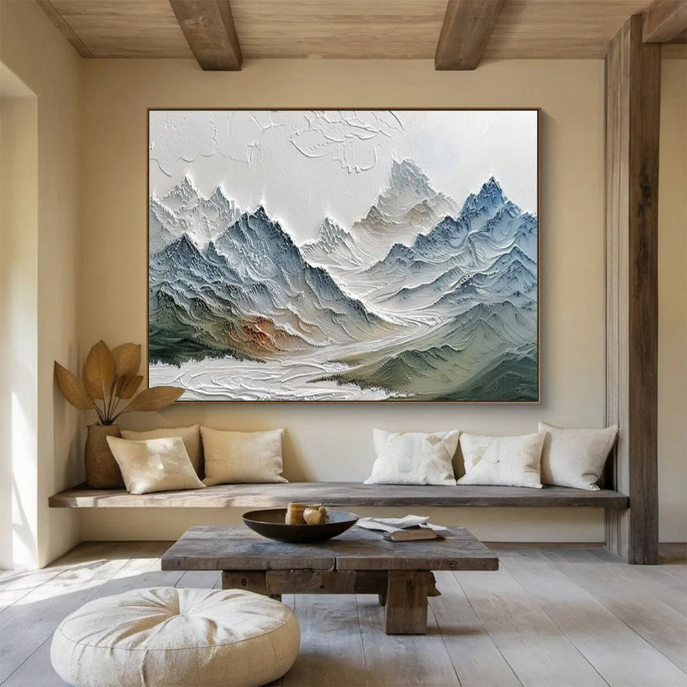“3D Textured Mountain Range” - Sculptural Landscape Painting On Canvas DKS453