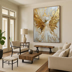 “Textured Angel with Golden Wings” - Impasto Figurative Painting On Canvas PT1908