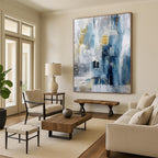 “Blue - Gray Abstract Cityscape” - Abstract Cityscape Painting On Canvas PS0429