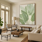 “Textured Green Leaf Relief” - Botanical Textured Painting On Canvas PT1876