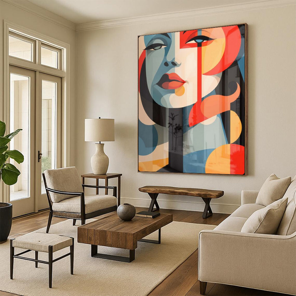 “Color - Blocked Abstract Face” - Modern Pop - Art Painting On Canvas PT2172