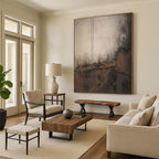 “Textured Grey and Brown Abstract” - Industrial - Inspired Painting On Canvas DS355
