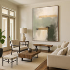 “Green - Gold - Gray Subtle Harmony” - Green, Gold, Gray Abstract Painting On Canvas PS0532