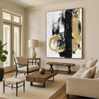 “Black & Gold Dynamic” - Bold Strokes & Metallic Accents Painting On Canvas DS146