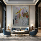 Eclectic Shapes, Colors "Dream Junk Drawer" Abstract Painting On Canvas PS1408