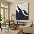 “Mountainous Textures: Black and White Abstract” - Landscape - Inspired Abstract Painting On Canvas DS395