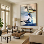 “Blue - Grey Abstract Forms” - Abstract Expressionist Painting On Canvas PT1287