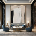 Black, White and Beige with Subtle Shifts "Quiet Transition" Abstract Painting On Canvas PS1136