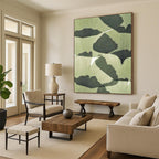 “Ginkgo Leaf Shadows” - Nature - Inspired Leaf Silhouette Painting On Canvas PT1070