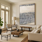 “Gray Textured Waves” - Gray Abstract Minimalist Painting On Canvas PS0729