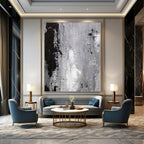 Black, White and Gray with Textured Layers "Urban Grunge" Abstract Painting On Canvas PS1150