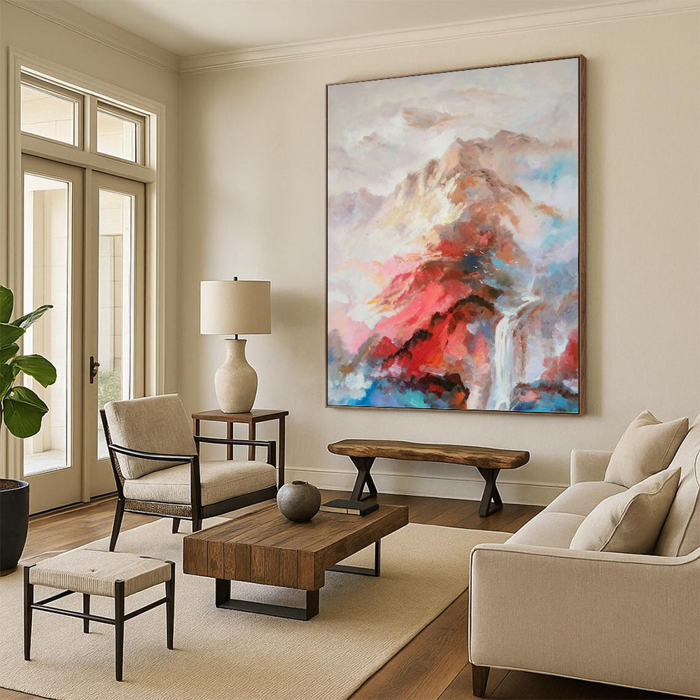 “Colorful Mountain Abstract” - Impressionist Landscape Painting On Canvas PT1348