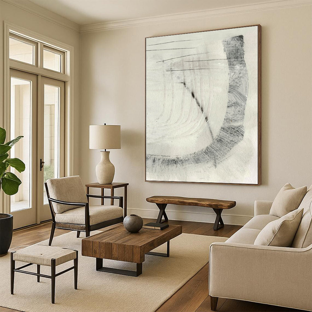 “Gray Scale Imprinted Shapes” - Light & Dark Gray with Intricate Patterns Painting On Canvas DS214