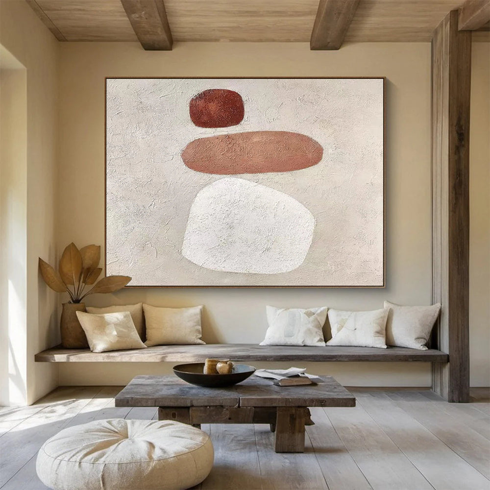 “Earth - Toned Minimalist Abstract” - Minimalist Abstract Painting, Suitable for Meditation Room & Hallway DKS594