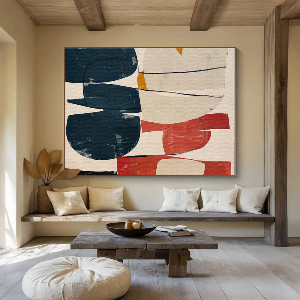 Color - Blocked Abstract Shapes Modernist Abstract Painting On Canvas DKS140