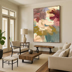 “Pastel Flower Abstract” - Minimalist Floral Painting On Canvas PT1353