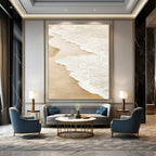 Beige and White Textured "Beach Foam" Impasto Abstract Painting On Canvas PS1101