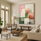 “Pastel Geometric Abstract” - Minimalist Geometric Painting On Canvas PT2279