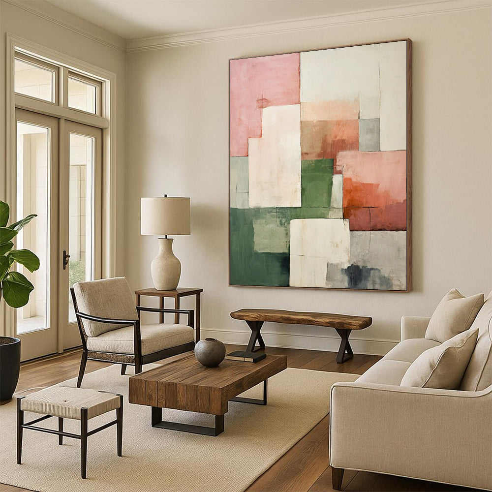 “Pastel Geometric Abstract” - Minimalist Geometric Painting On Canvas PT2279