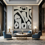 Black and White Organic, "Fluid Shapes" – Organic Abstract Painting On Canvas PS0989