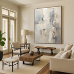 “Neutral - Toned Abstract Shapes” - Cubist Abstract Painting On Canvas PT1249