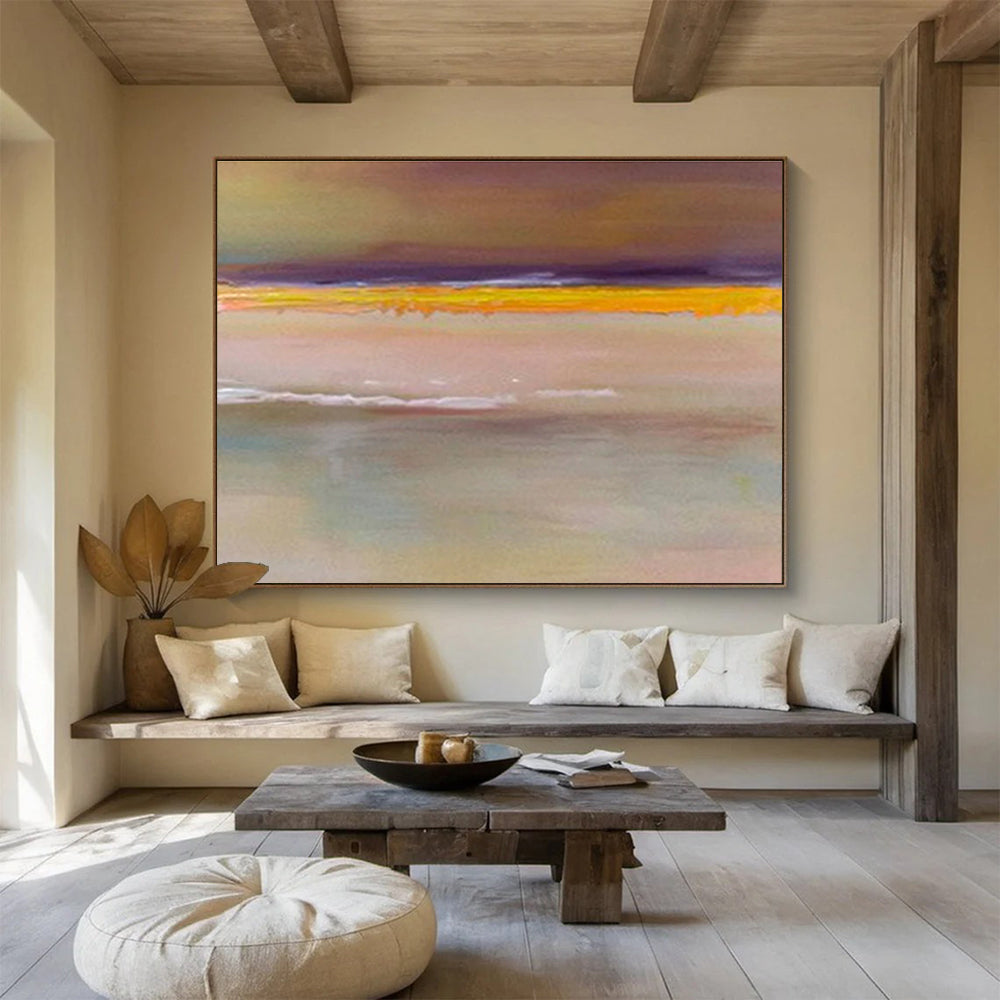 Minimalist Color Block Horizon - Simplistic Landscape Painting On Canvas DKS373