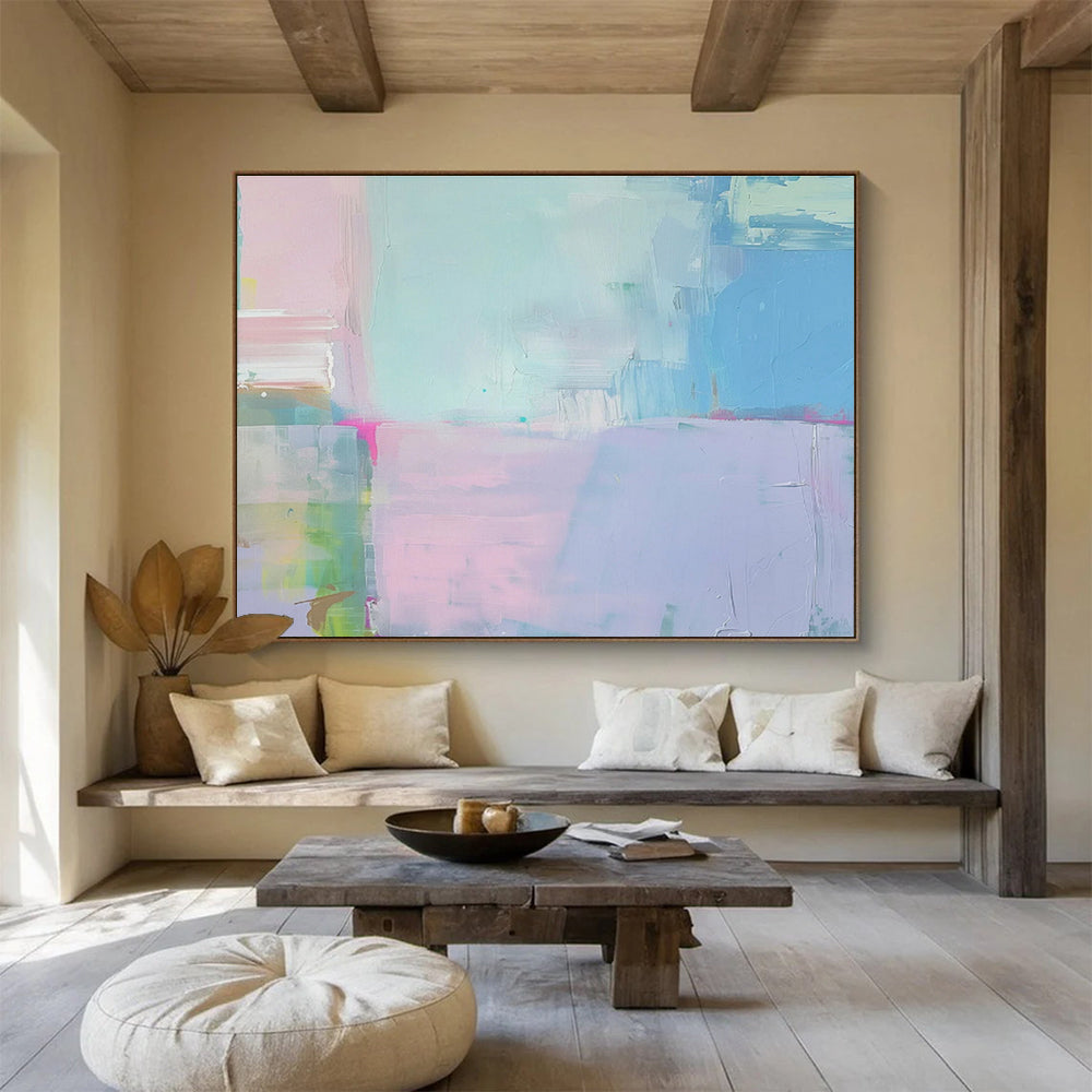 “Pastel Color Blocks” - Soft Abstract Painting On Canvas DKS481