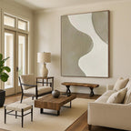 “Beige - White Textured 2” - Minimalist Abstract Painting On Canvas PT2340