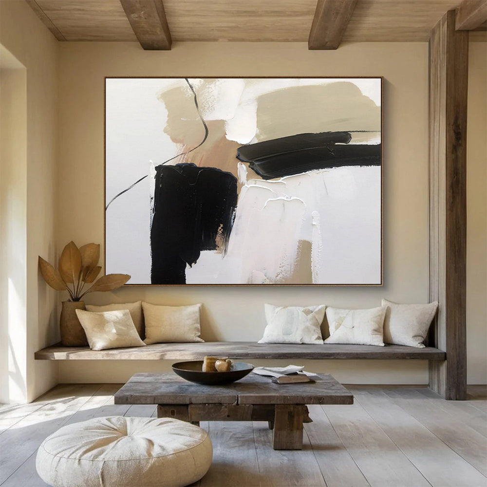 Earthy Tones and Bold Blacks - Modern Abstract Painting On Canvas DKS313