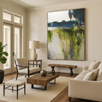 “Green Landscape Abstract” - Impressionistic Nature Painting on Canvas PT1015