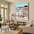“Pastel Shoreline Abstraction” - Soft Hues & Textured Layers Painting On Canvas DS198
