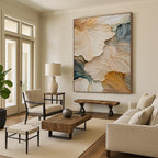 “Beige - Gray - Green Floral Relief” - 3D - Inspired Floral Painting On Canvas PT1385