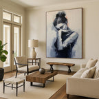 Monochrome Contemplative Figure, Minimalist Expression, Painting On Canvas PT2140