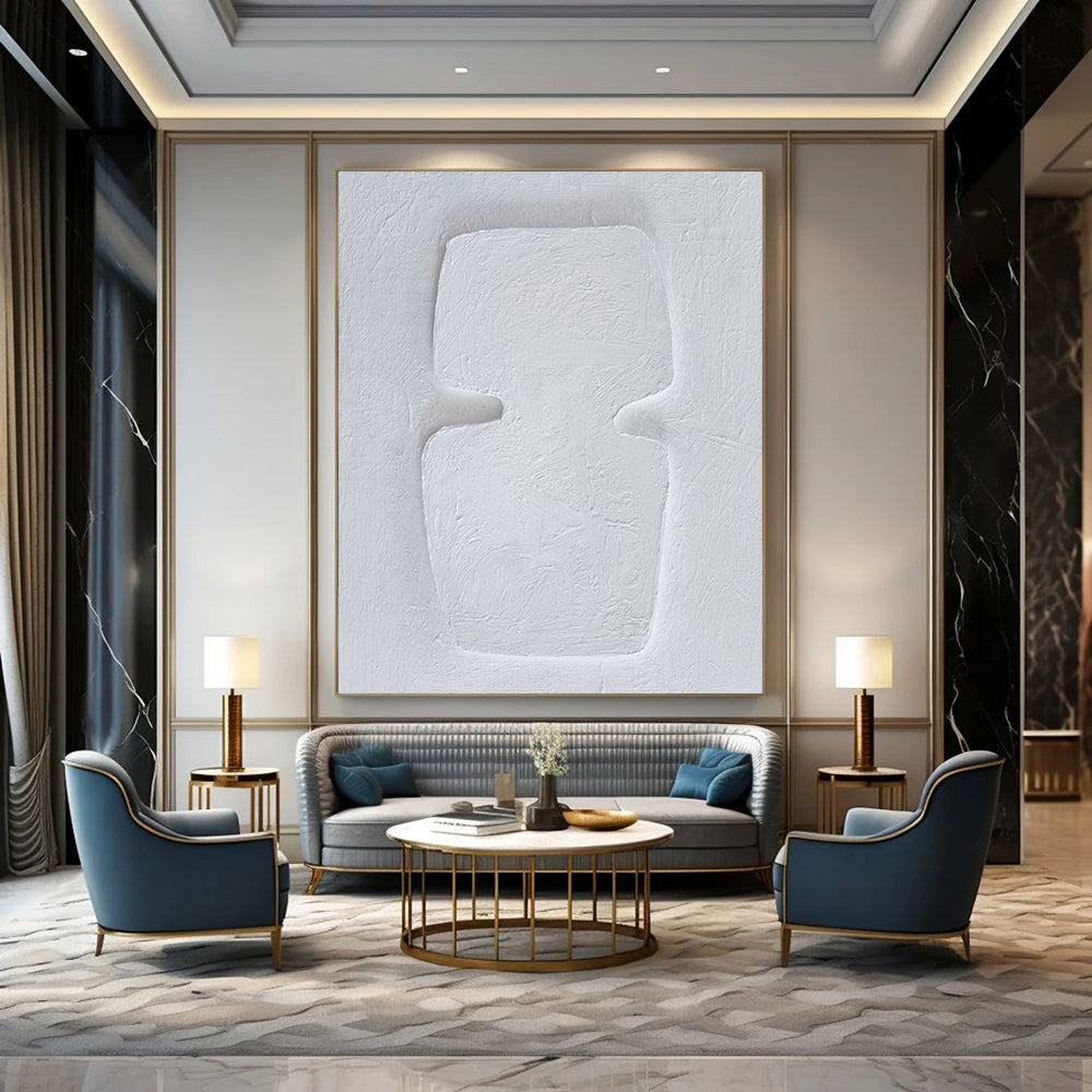 All - White Textured, "Pure Silhouette" – Textured Abstract Painting On Canvas PS0994