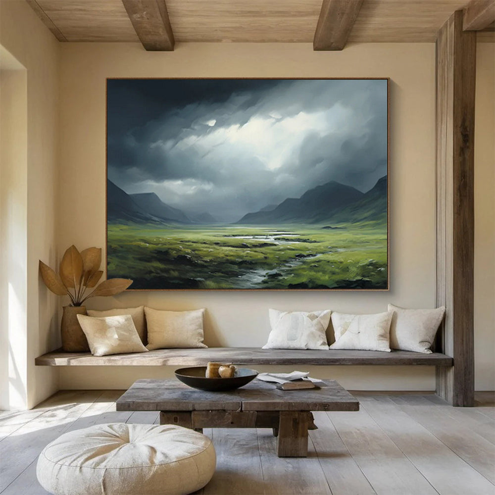 “Dramatic Green Valley Landscape” Landscape Painting On Canvas DKS170