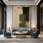 Green, Black, Beige with Loose Strokes "Wild Greens" Abstract Painting On Canvas PS1298