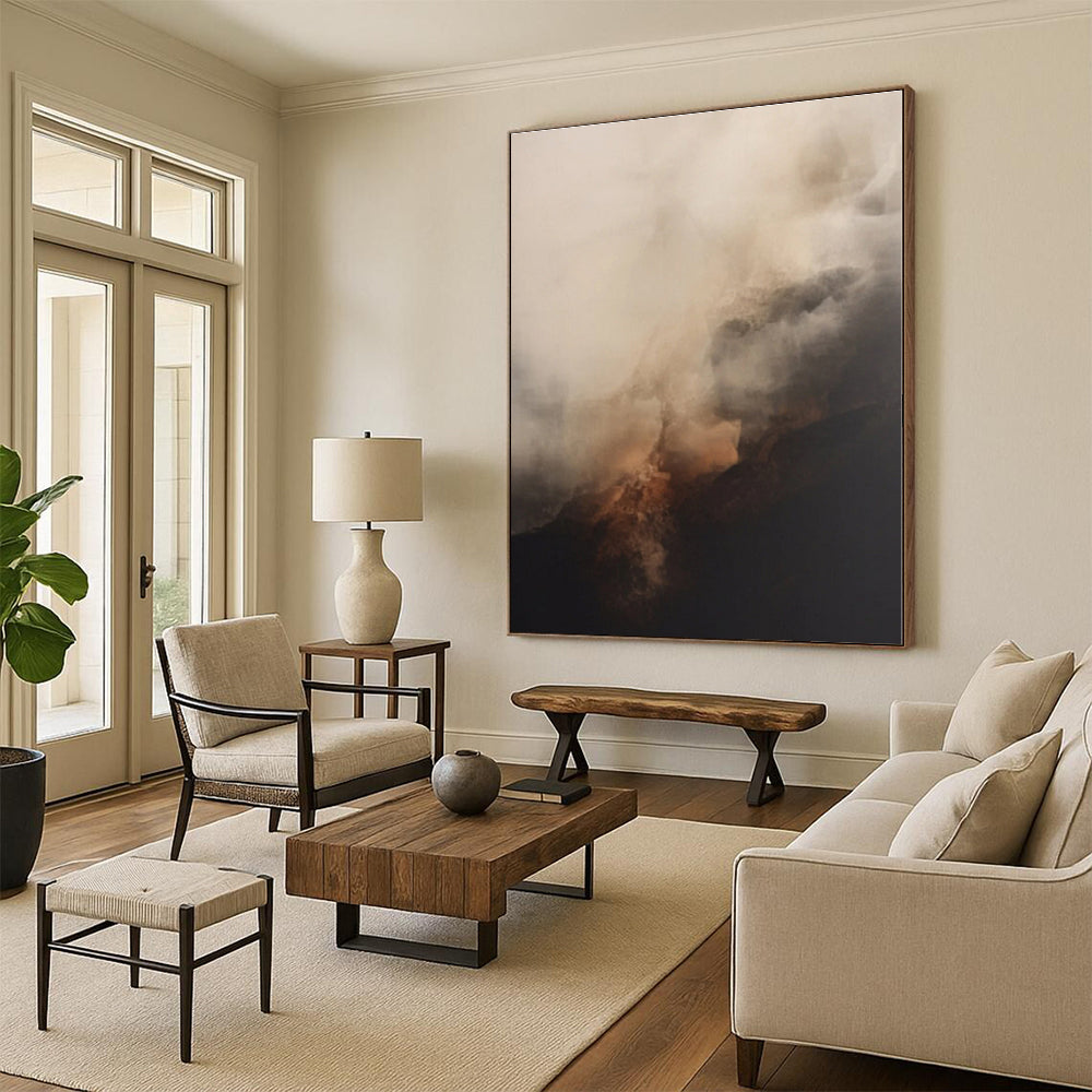 “Brown - Gray Misty Abstraction” - Brown, Gray Abstract Painting On Canvas PS0521