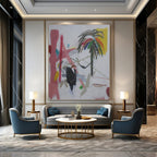 Colorful, Abstract Palm "Tropical Jazz" Abstract Painting On Canvas PS1411
