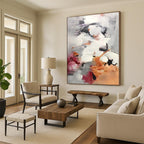 “Grey - Orange Abstract Energetic Forms” - Expressive Abstract Painting On Canvas PS0300