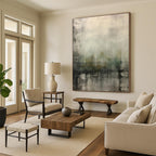 “Gray - Green Abstract Mist” - Gray, Green Abstract Painting On Canvas PS0528