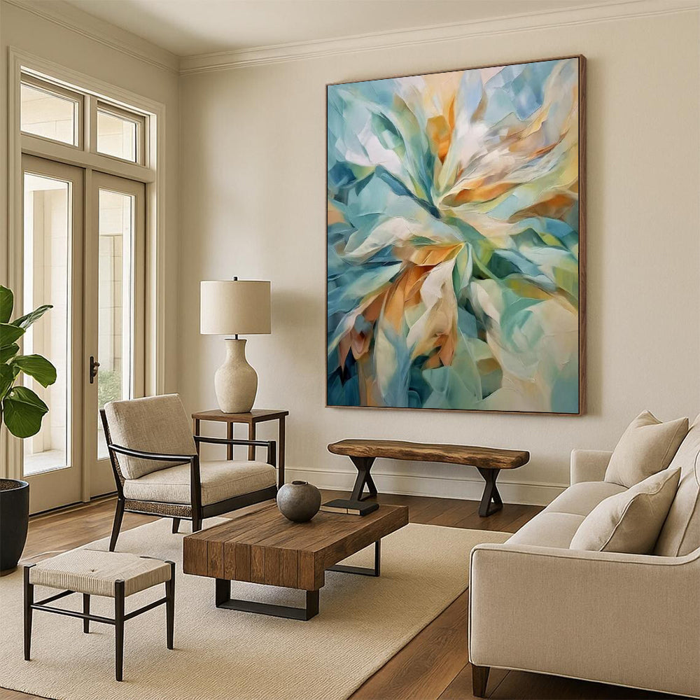 “Colorful Floral Abstract” - Impressionist Floral Painting On Canvas PT2271