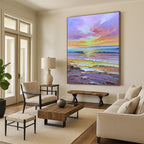 “Colorful Sunset Beach - Vivid Hues & Coastal Scene” Painting On Canvas DS261