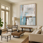 “Blue - Grey - Gold Abstract Geometric Forms” Painting On Canvas PS0375