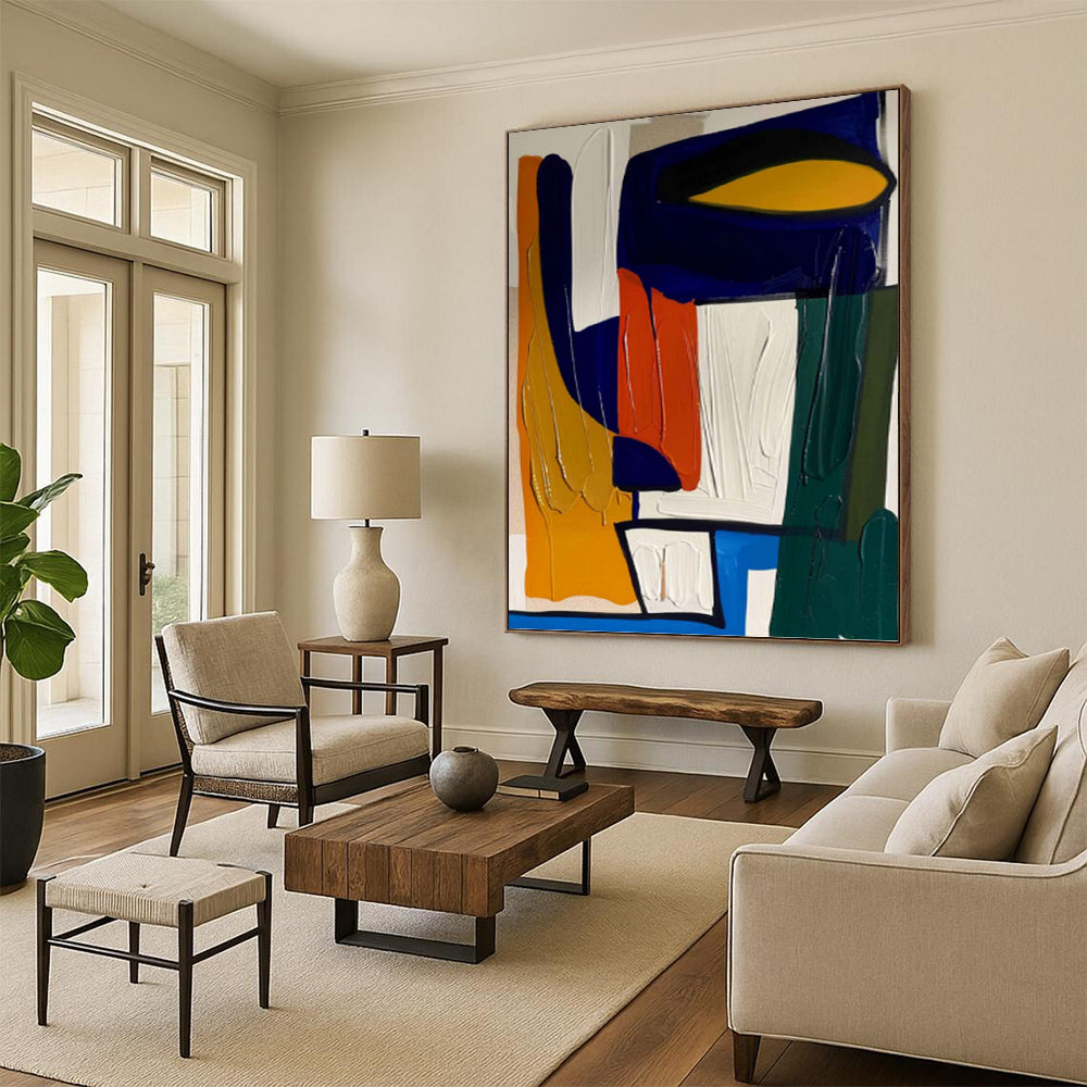 “Bold Color Block Composition” - Abstract Expressionist Painting On Canvas PT1187