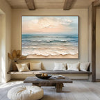 “Textured Beach Waves” - Impasto Oil Painting On Canvas DKS795