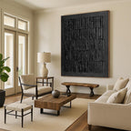 “Pure Black Vertical Strokes” - Minimalist Abstract Painting On Canvas PT2364