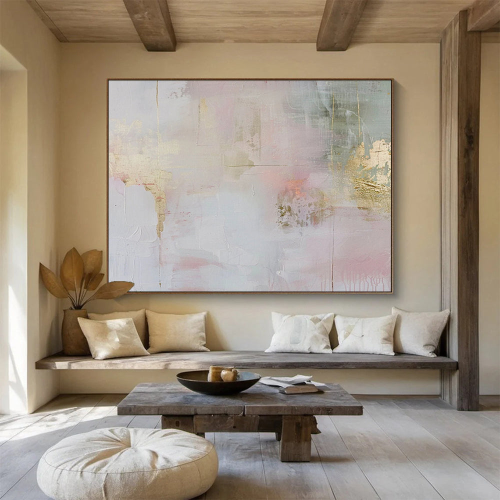 “Gilded Pastel Mix” - Luxe Abstract Painting On Canvas DKS484